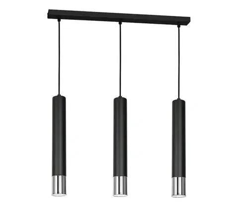 Svietidlá  Luster na lanku NEST 3xGU10/8W/230V čierna/lesklý chróm 1057
