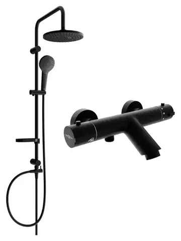 Sprchy a sprchové panely MEXEN/S - Erik sprchový stĺp vrátane vaňovej termostatickej batérie Kai, čierna 77300205-70