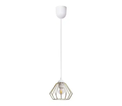 Svietidlá HEXE Luster na lanku CEED GOLD 1xE27/60W/230V pr. 17,5 cm biela/zlatá 0729