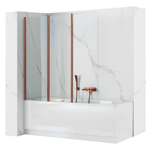 Sprchové dvere REA - Skladacia vaňová zástena AGAT-3 120 Brush Copper REA-W5697