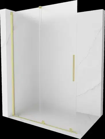 Sprchové dvere MEXEN/S - Velar Sprchová zástena posuvná Walk-in 140 x 200, dekor 8 mm, zlato kefovaná 871-140-000-33-55