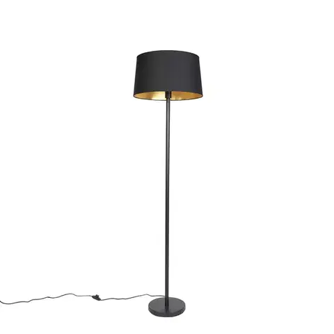 Stojace lampy Inteligentná stojaca lampa čierna s čiernym tienidlom 45 cm vrátane Wifi A60 - Simplo