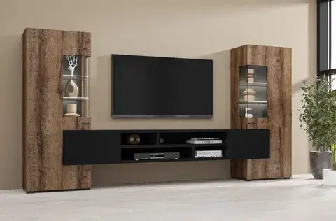 Obývacie steny ANDY obývacia stena, dub Monestery/čierny Onyx