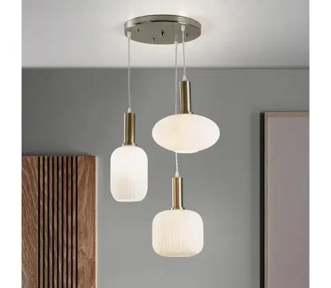 Svietidlá ONLI - Závesný luster DOROTY na lankách 3xE27/15W/230V biela/lesklý chróm 5900/S3B