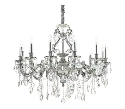 Svietidlá Ideal Lux-Krištáľový luster na reťazi GIOCONDA 12xE14/40W/230V pr. 90 cm strieborná 164953