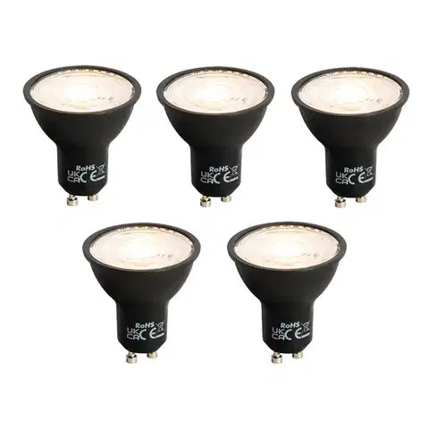 LED osvetlenie Sada 5 ks GU10 LED svietidlo čierne 7W 610 lm 3000K