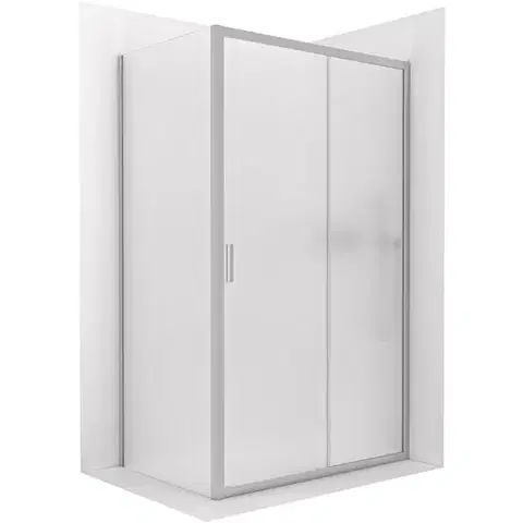 Sprchovacie kúty CERANO - Sprchovací kút Varone LINE Ľ/P - 6 mm - chróm, mliečne sklo - 110x80 - posuvný CER-DY505-90160