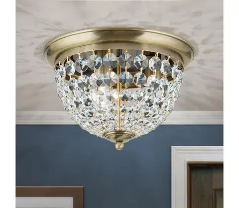 Svietidlá Orion DLU 1840/35-Krištáľové str. svietidlo PLAFOND 3xE27/40W/230V pr.35 cm bronz DLU 1840/35 Patina