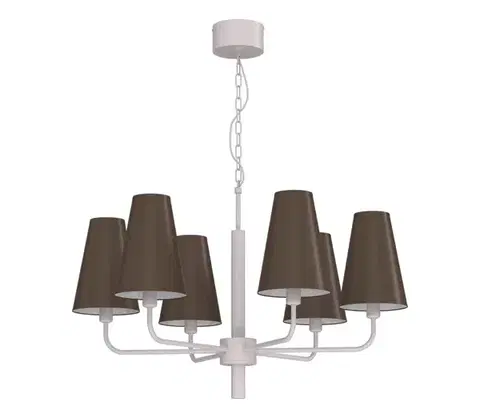 Svietidlá  Závesný luster na reťazi TORTOLA 6xE14/15W/230V hnedá/krémová 3672