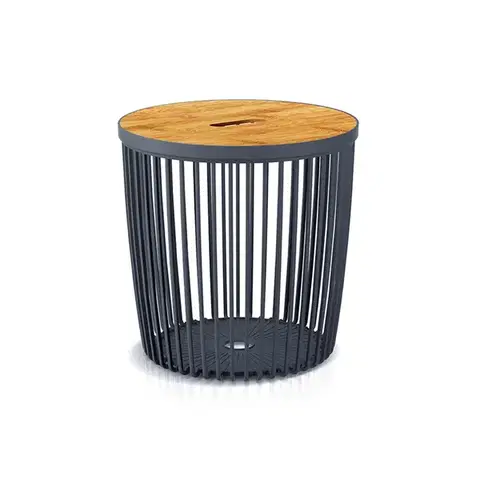 Úložné boxy NABBI ICLU25T plastový univerzálny kôš s bambusovým vekom 25 l antracit