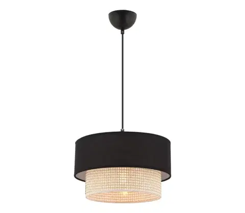 Svietidlá  Závesný luster na lanku ECHO 1xE27/60W/230V čierna/krémová 390FLH2504