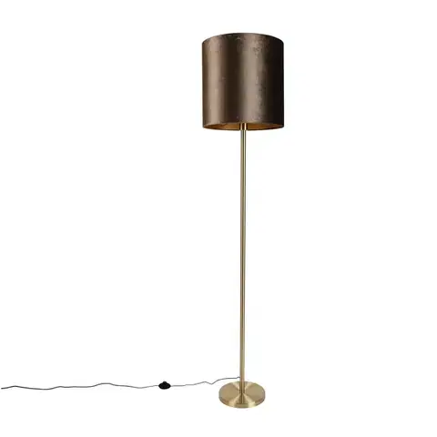 Stojace lampy Stojacia lampa mosadz s velúrovým tienidlom hnedá 40 cm - Simplo