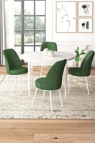 Jedálenské sety Dining Table & Chairs Set (5 Pieces) Tor - White, Khaki