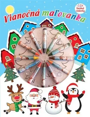Nalepovačky, vystrihovačky, skladačky Vianočná maľovanka + 12 x farebné voskovsky
