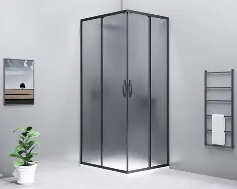 Sprchové dvere GELCO - SIGMA SIMPLY BLACK obdĺžniková sprchová zástena 1000x800 L/P varianta, rohový vstup, Brick sklo GS2410B-02