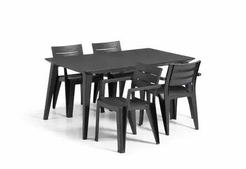 Záhradné plastové zostavy Elvisia Záhradný set KENZIE 4 + 1 | grafit