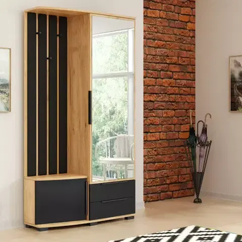 Predsieňový nábytok Predsieňový nábytok Loft zlatá kraft/čierna/čalúnenie