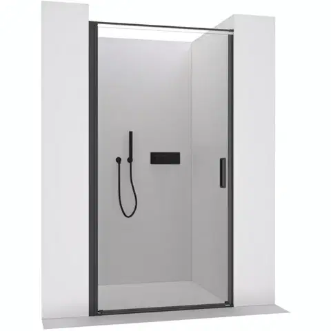 Sprchovacie kúty CERANO - Sprchové otočné dvere Porte L/P - 8 mm - čierna matná, transparentné sklo - 100x195 CER-413495