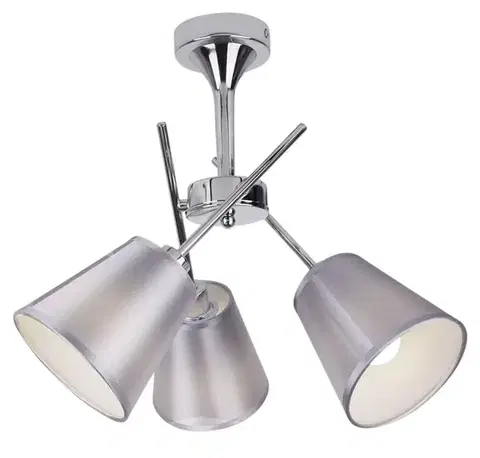 Stropná svetla Chrómová stropná lampa s látkovým tienidlom 3x40W Vox