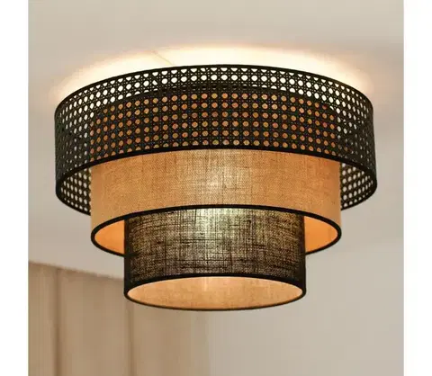 Svietidlá BRILAGI - Stropné svietidlo DAKOTA LUNETA 1xE27/15W/230V pr. 45 cm čierna/ratan 607841