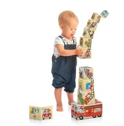 Leporelá, krabičky, puzzle knihy Kniha a stavebné kocky: Hasičské auto