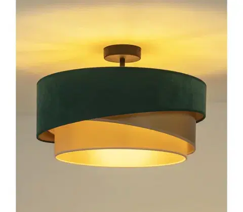 Svietidlá  - Prisadený luster KOBO 1xE27/15W/230V pr. 45 cm zelená/zlatá/krémová 606219