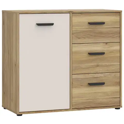 Komody do spálne Komoda Mokkaro Mokk221l-M802 Piesok/Dub Mauvella