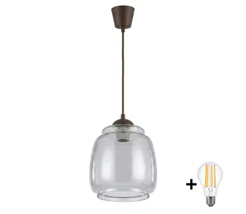 Svietidlá BRILAGI - LED luster na lanku R GLASS 1xE27/60W/230V pr. 26 cm hnedá/dymová sivá NSTK7417+TK8611A