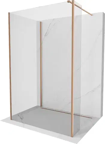 Sprchové dvere MEXEN/S - Kioto Sprchová zástena WALK-IN 110 x 110 x 30, transparent, meď kartáčovaná 800-110-110-221-65-00-030