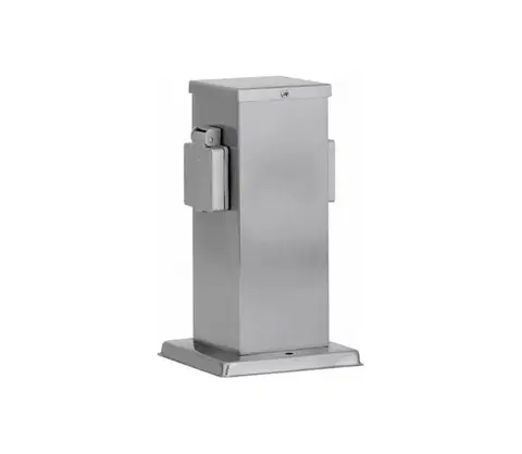 Záhradné lampy  Vonkajší zásuvkový stĺpik 2Z SCHUKO 230V matný chróm IP44 50790000001015