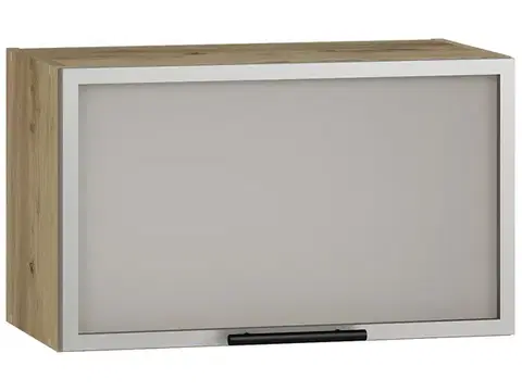 Kuchynské horné skrinky HALMAR Vento GOV-60/36 horná kuchynská skrinka dub craft / hliník / mliečne sklo