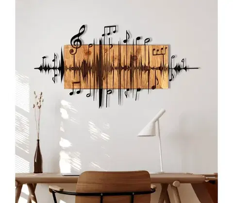 Obrazy  Nástenná dekorácia 90x47 cm noty drevo/kov 279ENZ1782