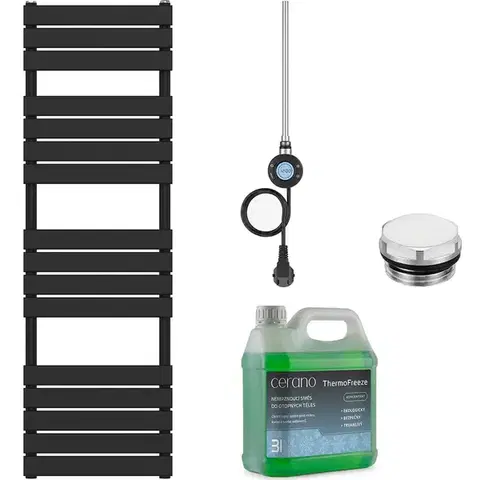 Doplnky do kúpeľne CERANO - Kúpeľňový elektrický radiátorový set Claude - WIFI - 600W - čierna matná - 1600x500 mm CER-680555