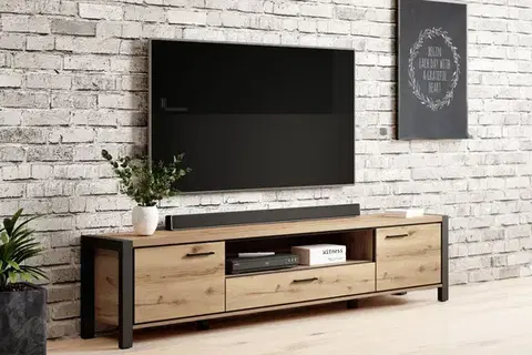 TV stolíky AKTUAL 40 dizajnový tv stolík dub Taurus/ čierna