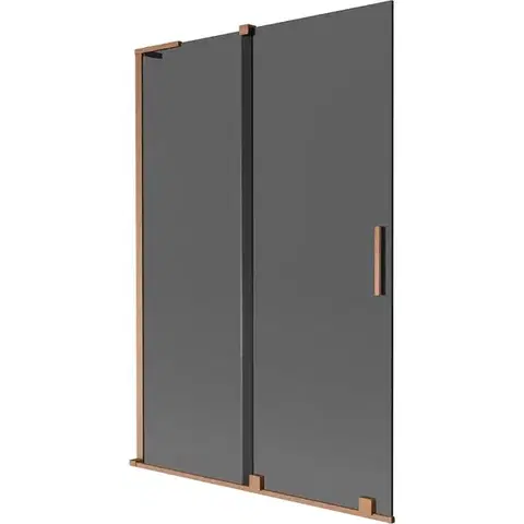 Sprchové dvere MEXEN/S - Velar L dvojkrídlová posuvná vaňová zástena 120 x 150, grafit, meď kartáčovaná 896-120-003-41-65