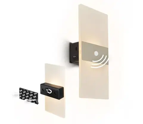 Svietidlá Briloner 3888012 - Nabíjateľné nástenné LED svietidlo AURA so senzorom, 2,5 W / 5 V, 1800 mAh, matné 3888012