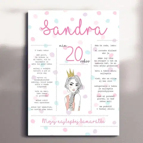 Tabuľky s venovaním (darčeky) Darček pre kamarátku - Personalizovaná narodeninová tabuľka pre kamarátku