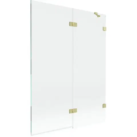 Sprchové dvere MEXEN/S - Lunar vaňová zástena 2-krídlová pravá 130 x 150, transparent, zlatá kartáčovaná 897-130-100-55-00-P