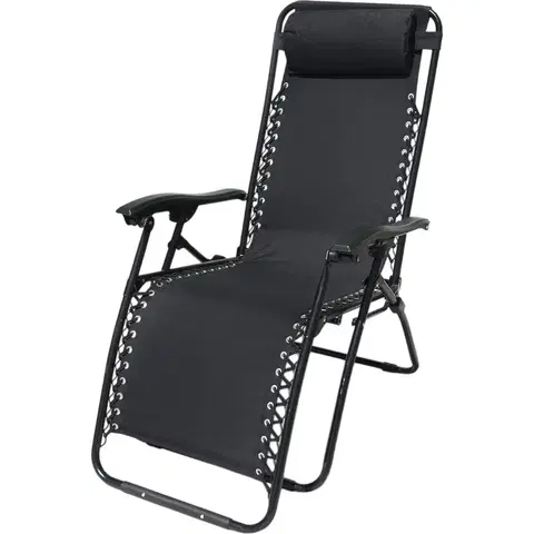 Záhradný nábytok Záhradné plážové relaxačné kreslo Regina, čierna
