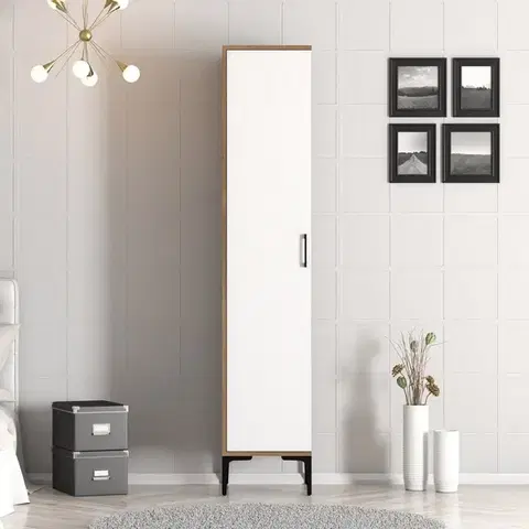 Šatňové skrine Šatníková skriňa Kumsal S - Walnut, White