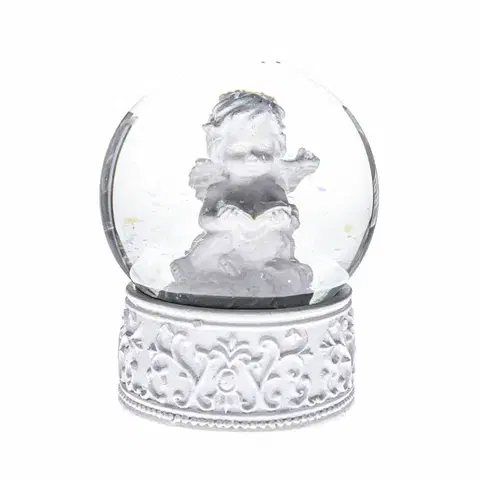Vianočné dekorácie Vianočné snežítko Angel biela, 6,5 x 8,3 cm