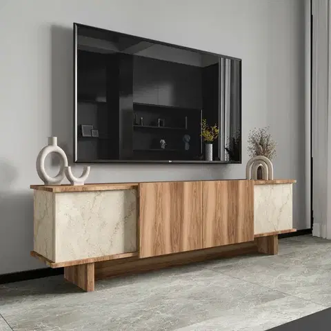 TV stolíky ANNA TV stolík na nožičkách, traventine/orech