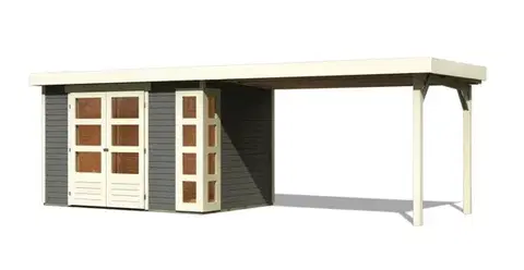 Drevené Drevený záhradný domček KERKO 4 s prístavkom 280 Lanitplast