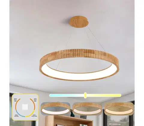 Svietidlá BRILAGI - Závesný LED luster na lankách FALCON WOOD MODERN LED/60W/230V pr. 80 cm drevo BRI554
