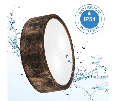 Svietidlá  Stropné kúpeľňové svietidlo OAK SMOKY 2xE27/15W/230V IP54, pr. 27,5 cm, dub/hned LD-PD-6.19/SMOKY IP54