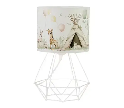 Lampy  Detská stolná lampa KIDS ROOM 1xE27/60W/230V, priemer 18 cm, s motívom zvieratiek H0965