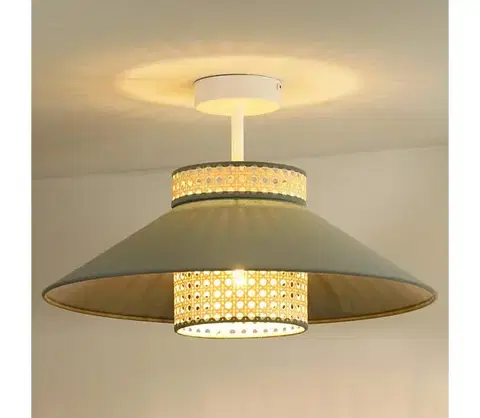Svietidlá  - Prisadený luster RIO RATTAN 1xE27/15W/230V pr. 45 cm zelená/ratan 604239