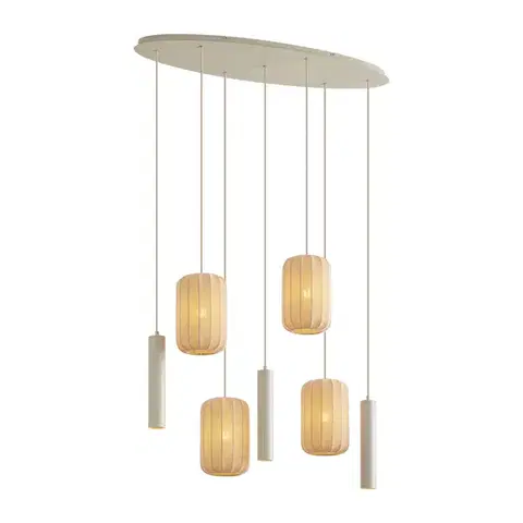 Závesné svietidlá Japandi závesná lampa béžová 7-svetelná - Pluni Tuba