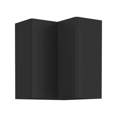 Kuchynské horné skrinky KONDELA Siber 60x60 GN-72 2F horná rohová kuchynská skrinka čierna