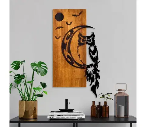 Obrazy  Nástenná dekorácia 36x66 cm sova drevo/kov 899SKL2682